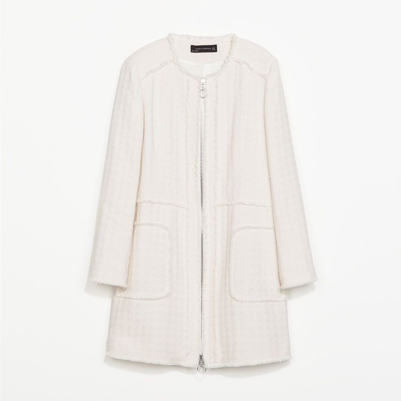 Zara Jackets & Blazers - Zara Woman Cream Boucle Tweed Jacket Blazer